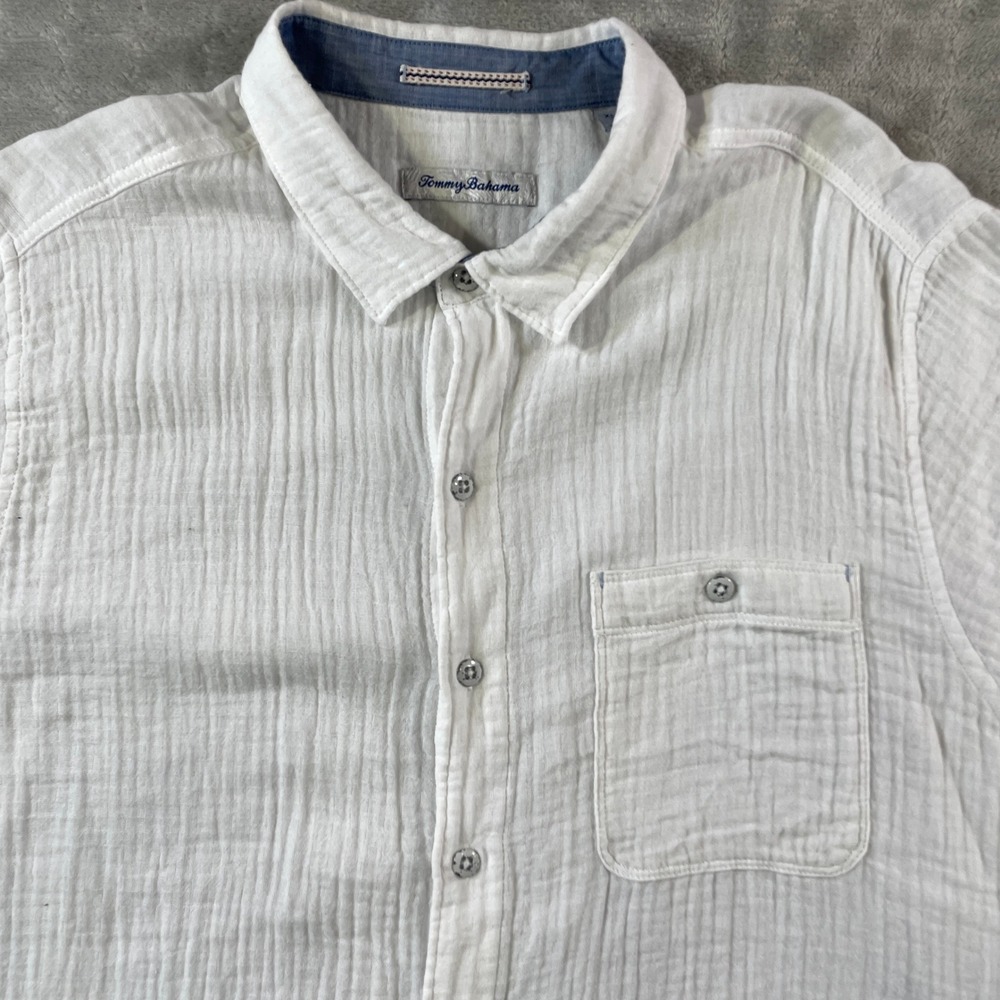 Tommy Bahama Shirt Mens XL White Cotton Gauze Button Beach Resort Light Preppy - Picture 3 of 11